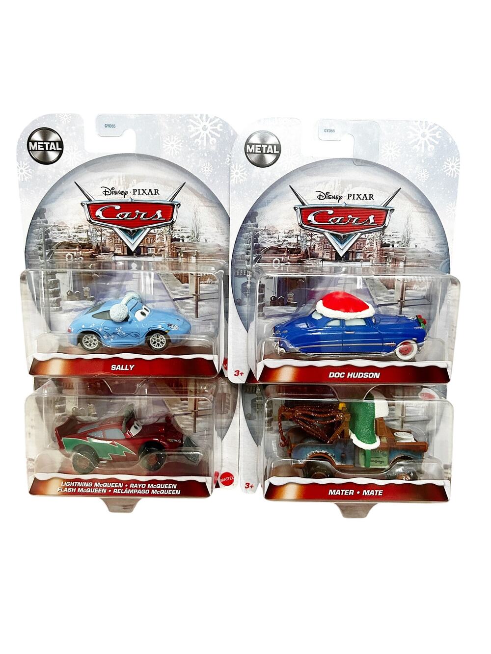 DISNEY Pixar Cars Wintertime Cruisers 4 Pack Holiday Sally Doc McQueen Mater